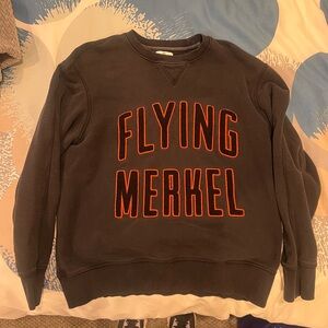 Flying Merkel Black Graphic Crewneck Sweatshirt By Hillflint large